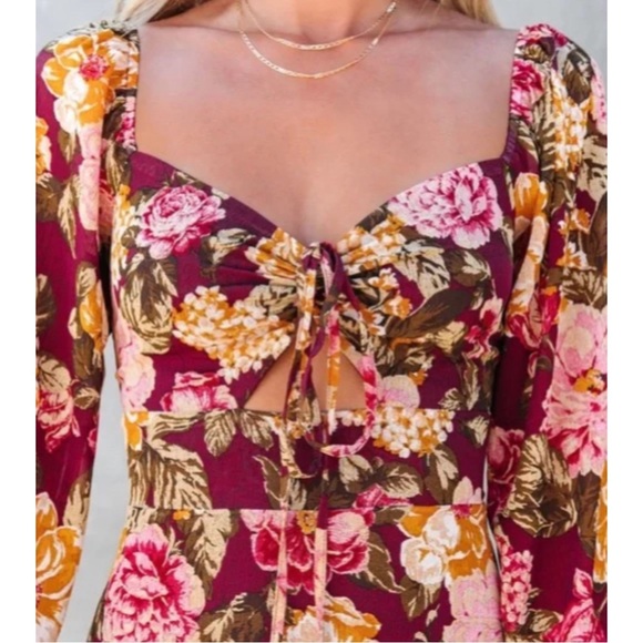 VICI Spicing Things Up Floral Mesh Maxi Dress XS NWT - Picture 6 of 13